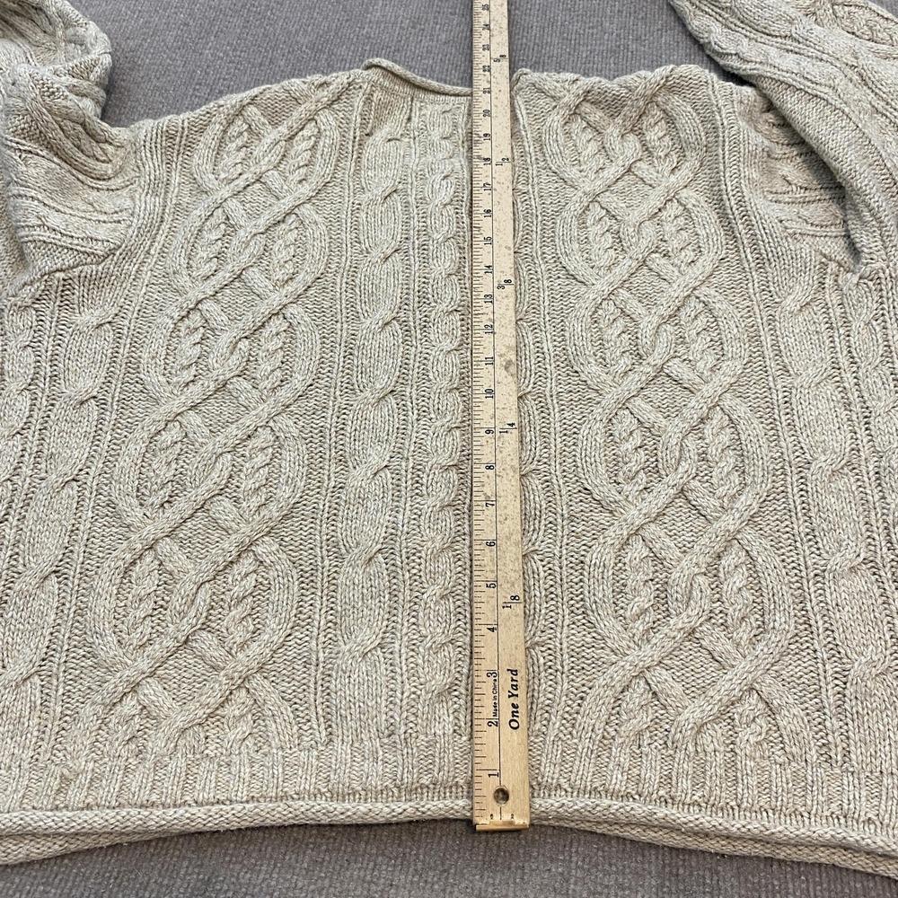 VTG Sonoma Sweater Women XL Beige Silk Wool Cable Knit Button Crew Neck Cardigan - Picture 9 of 11